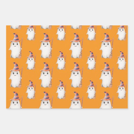 Halloween Ghosts Pumpkin Waterverf Wrapping Paper (Voorkant 2)