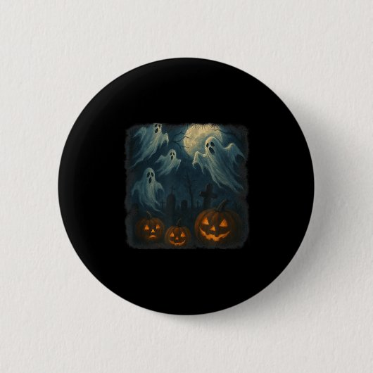 Halloween. Ghosts, Pumpkins And Graveyard!  Ronde Button 5,7 Cm (Voorkant)