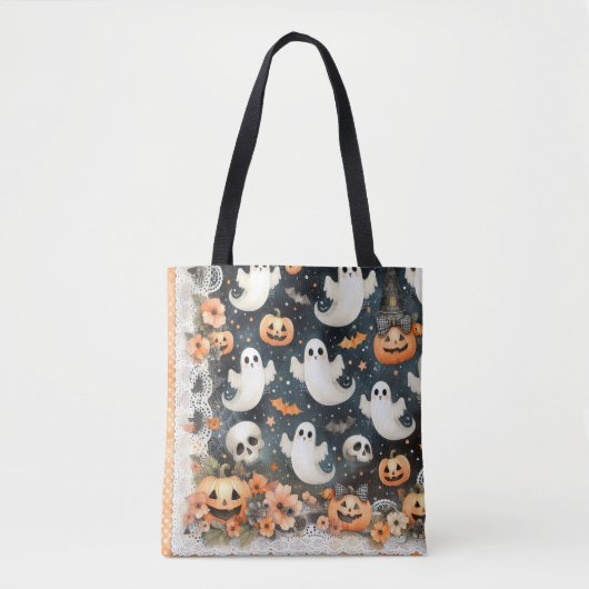 Halloween Ghosts Pumpkins Bats Canvas tas (Voorkant)