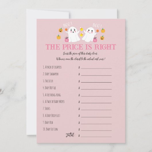 Halloween Ghosts Raad de prijs Baby shower spel Kaart (Voorkant)