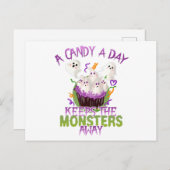 Halloween Ghosts Snoep een dag houdt Monsters weg Briefkaart (Voorkant / Achterkant)