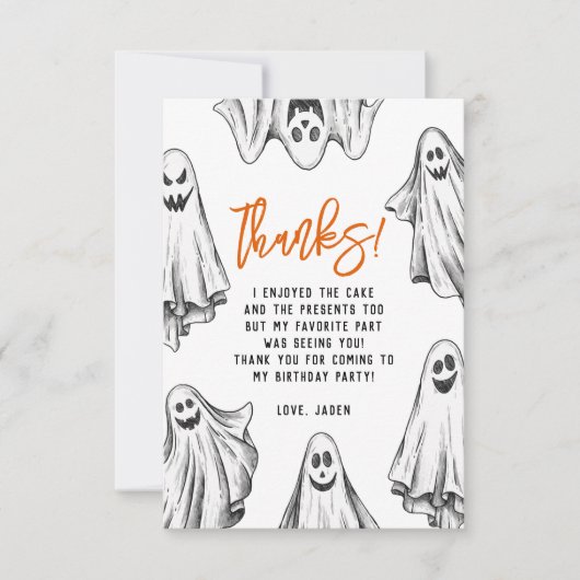 Halloween Ghosts Spooktacular Verjaardag Dank u Bedankkaart (Voorkant)