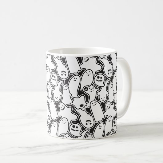 Halloween Ghosts Spooky Pattern Koffiemok (Voorkant rechts)