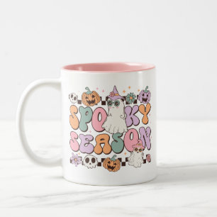 Halloween Ghosts Spooky Seizoen Tweekleurige Koffiemok