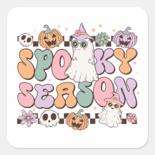 Halloween Ghosts Spooky Seizoen Vierkante Sticker
