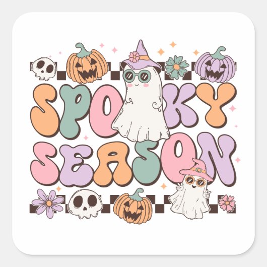 Halloween Ghosts Spooky Seizoen Vierkante Sticker (Voorkant)