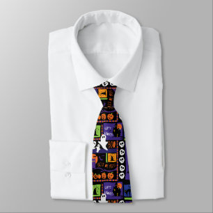 Halloween Ghosts Stropdas, Paarse en zwart afdrukk Stropdas