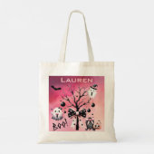 Halloween Ghosts Trick or treat - Roze en Zwart Tote Bag (Achterkant)