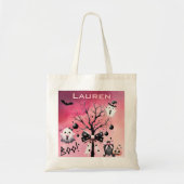 Halloween Ghosts Trick or treat - Roze en Zwart Tote Bag (Voorkant)