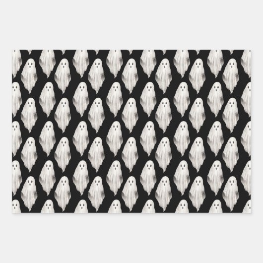Halloween Ghosts Waterverf Pattern Wrapping Paper (Voorkant 2)
