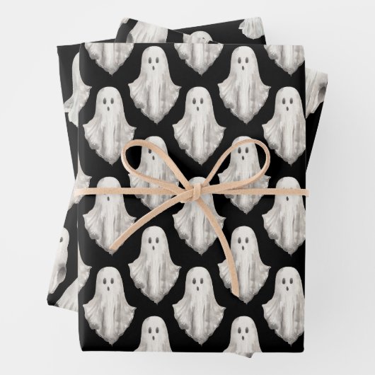 Halloween Ghosts Waterverf Pattern Wrapping Paper (In situ)