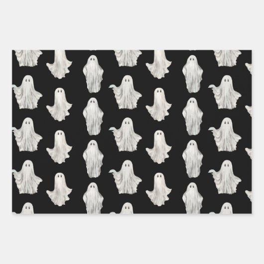 Halloween Ghosts Waterverf Pattern Wrapping Paper (Voorkant 3)
