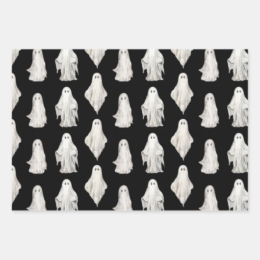 Halloween Ghosts Waterverf Pattern Wrapping Paper (Voorkant 2)