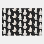 Halloween Ghosts Waterverf Pattern Wrapping Paper (Voorkant)