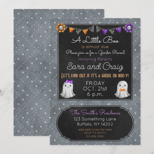 Halloween Ghoul of Boo-y baby Uitnodiging (Voorkant / Achterkant)