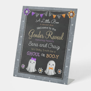 Halloween Ghoul of Boo-y geslacht onthullen Reclamebord Met Voetstuk