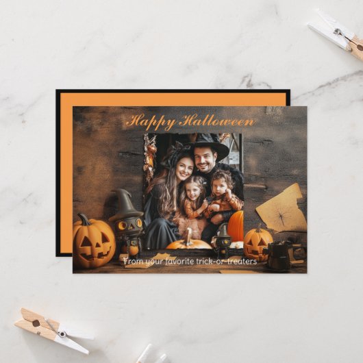 Halloween Ghoul-tastic Groeten Kaart (Voorkant / Achterkant in situ)