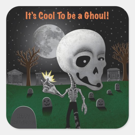 Halloween Ghoul Vierkante Sticker (Voorkant)