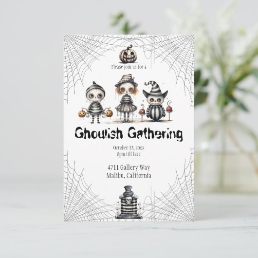 Halloween Ghoulish Gathering Uitnodiging (Staand voorkant)