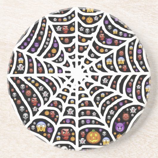 Halloween Ghouls & Goblins in a Spiderweb Zandsteen Onderzetter (Voorkant)