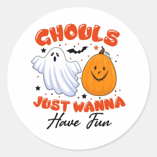 Halloween Ghouls Just Wanna Have Fun Birthday Ronde Sticker (Voorkant)
