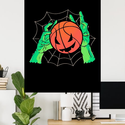 Halloween Gift | Basketball Halloween Poster (Thuiskantoor)