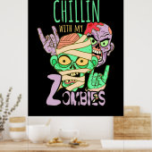 Halloween Gift | Chillin met mijn vrienden Poster (Keuken)