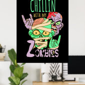 Halloween Gift | Chillin met mijn vrienden Poster (Thuiskantoor)