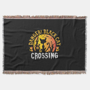 Halloween Gift Danger Cat Crossing Birthday Deken