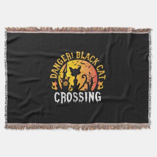 Halloween Gift | Danger Cat Crossing Birthday Deken (Voorkant)