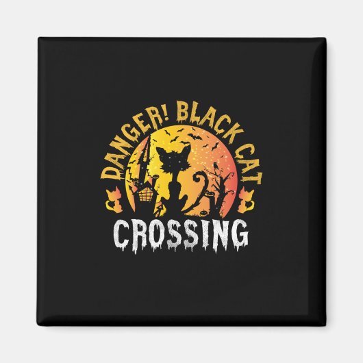 Halloween Gift | Danger Cat Crossing Birthday Magneet (Voorkant)