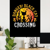 Halloween Gift | Danger Cat Crossing Birthday Poster (Thuiskantoor)