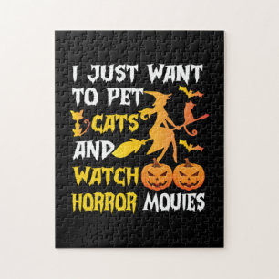 Halloween Gift   I Just Want To Pet Cats Birthday Legpuzzel