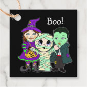 Halloween Gift Label, Witch, Mummy en Vampire Bedankjes Labels (Voorkant)