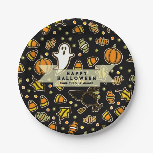 Halloween Gift Treats Papieren Bordje (Voorkant)
