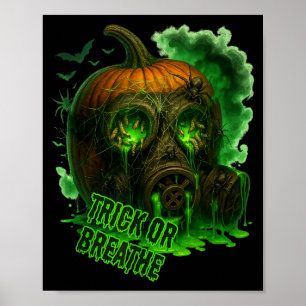Halloween giftige pompoen gasmasker eng creepy poster