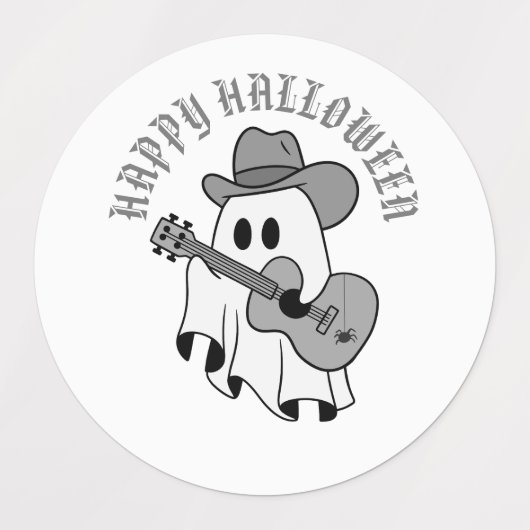 Halloween Gifts, schattige geest speelt gitaar, Labels (Design 1)