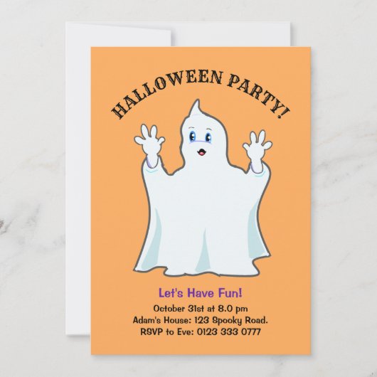 Halloween Ginger Ghost Uitnodiging (Voorkant)