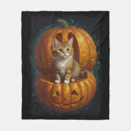 Halloween Ginger Tabby Kitten Leven in een pompoen Fleece Deken