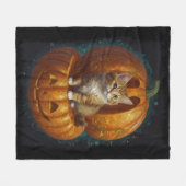 Halloween Ginger Tabby Kitten Leven in een pompoen Fleece Deken (Voorkant (Horizontaal))