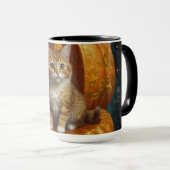 Halloween Ginger Tabby Kitten Leven in een pompoen Mok (Voorkant rechts)