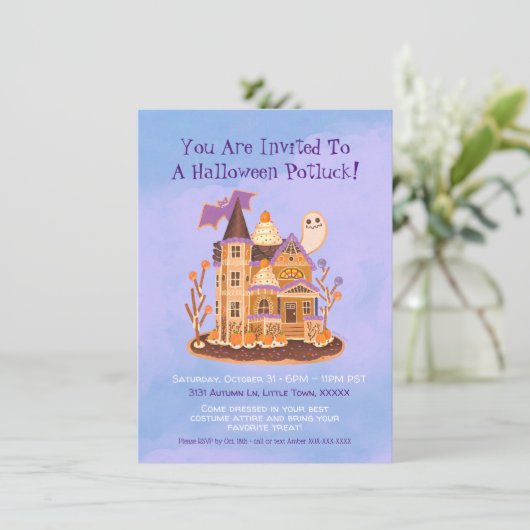 Halloween Gingerbread Haunted House Kaart (Staand voorkant)