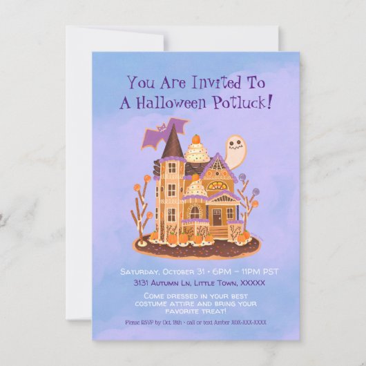 Halloween Gingerbread Haunted House Kaart (Voorkant)