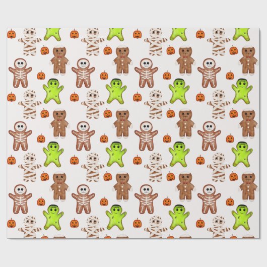 Halloween-gingerbreadpatroon inpakpapier (Vlak)