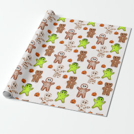 Halloween-gingerbreadpatroon inpakpapier