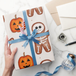Halloween-gingerbrood-skelet-inpakpapier Cadeaupapier