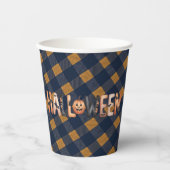 Halloween Gingham Lettering Papieren Bekers (Voorkant)