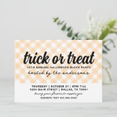 Halloween Gingham Party Kaart (Staand voorkant)