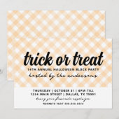 Halloween Gingham Party Kaart (Voorkant / Achterkant)