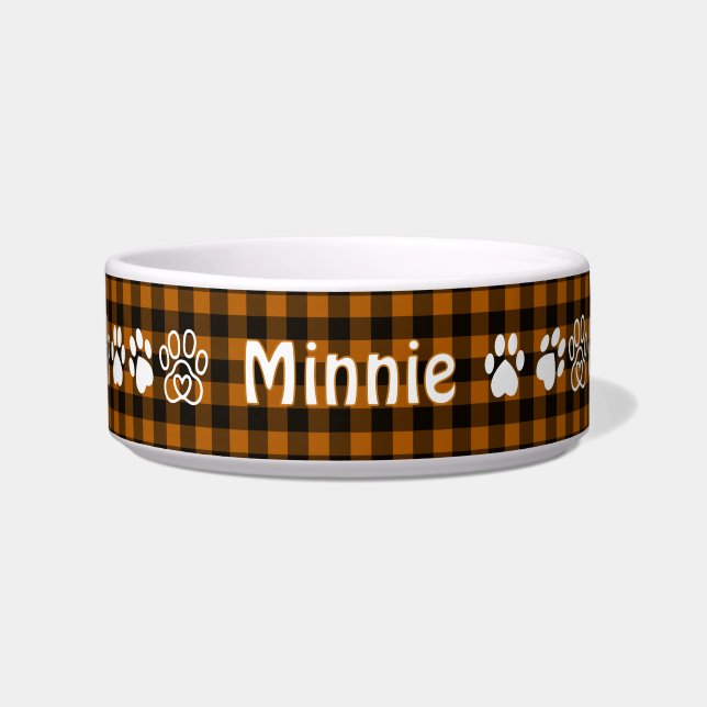 Halloween Gingham Pet Voerbakje (Voorkant)